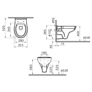 VitrA S20 Round Smoothflush Asma Klozet 7644L003-0850