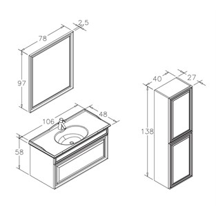 ORKA Design Banyo Dolabı Takımı Mat Cappucino 105 cm ORKA5000283