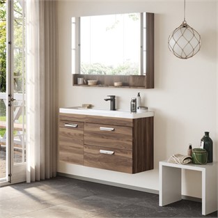 ORKA Nova Banyo Dolabı Takımı Tesbih Ceviz 100 cm ORKA5000584