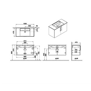 VitrA Root Flat Lavabo Dolabı100 Cm Kapaklı 66318