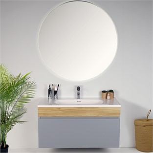 Kobos Harmony 100 cm Banyo Dolabı Seti Light Grey + Meguro