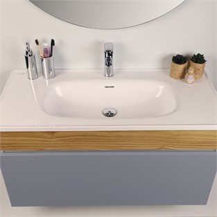 Kobos Harmony 100 cm Banyo Dolabı Seti Light Grey + Meguro