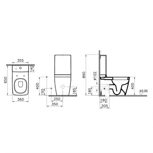 VitrA Metropole Duvara Tam Dayalı Klozet Beyaz 5677B003-0585