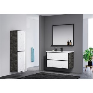 ORKA Lucca Banyo Dolabı Takımı Irony Beyaz Mermer Cam 100 cm ORKA5000367