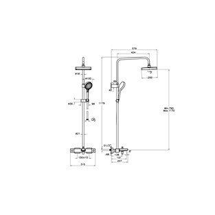 Artema Base Square Termostatik Banyo Bataryalı Duş Sistemi Mat Siyah A4730436