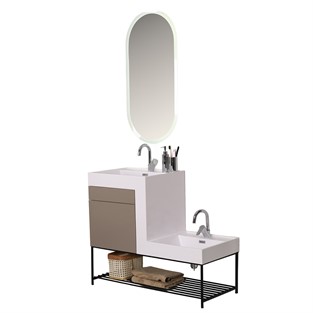 Kobos Up-Down 100 cm Banyo Dolabı Seti Latte