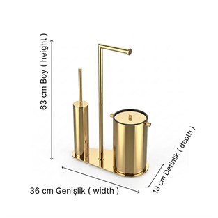 Kobos Nova Çöp Kovalı Yuvarlak Hareketli WC Set Parlak Altın KBW-907GL