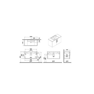 VitrA Root Flat Kapaklı Lavabo Dolabı 100 cm Mat Fırtına Gri 68167