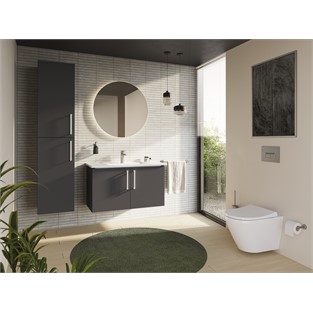 VitrA Root Flat Kapaklı Lavabo Dolabı 100 cm Mat Fırtına Gri 68167