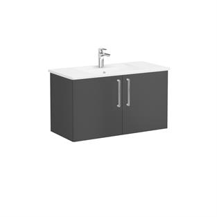VitrA Root Flat Kapaklı Lavabo Dolabı 100 cm Mat Fırtına Gri 68167