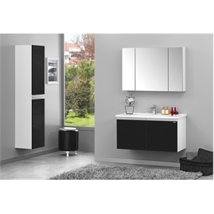 ORKA Terme Banyo Dolabı Takımı Parlak Siyah 100 cm ORKA5003021