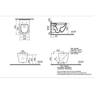 VitrA S60 Smooth Flush Asma Klozet Gizli Montajlı 54 cm Mat Bej 7510B020-0090