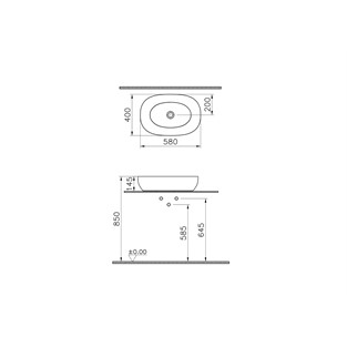 VitrA Outline Çanak Lavabo 58x40 Mat Taş Gri 5995B476-0016