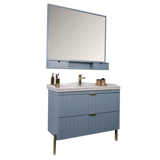 Kobos Noble 100 cm Banyo Dolabı Seti Light Blue