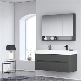 ORKA Malta Banyo Dolabı Takımı Mat Antrasit Lake 120 cm ORKA5000432