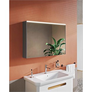 VitrA Aydınlatmalı Prime Dolaplı Ayna 100 cm Fırçalı Krom