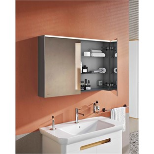 VitrA Aydınlatmalı Prime Dolaplı Ayna 100 cm Fırçalı Krom