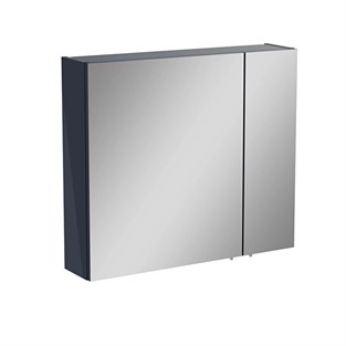 VitrA Mia Asimetrik Aynalı Banyo Dolabı İki Kapaklı Parlak Antrasit 80 cm