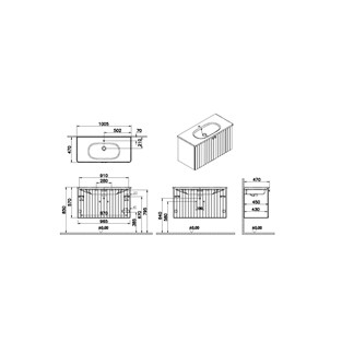 VitrA Root Groove Kapaklı Lavabo Dolabı 100 cm Mat Gri 69312