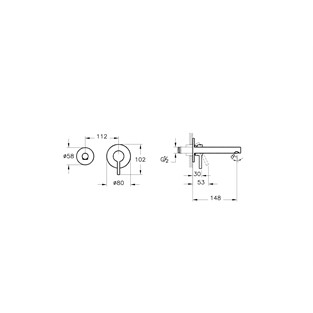 VitrA Origin Ankastre Lavabo Bataryası İki Rozetli  Fırçalı Nikel (Sıva Üstü Grubu) A4258134