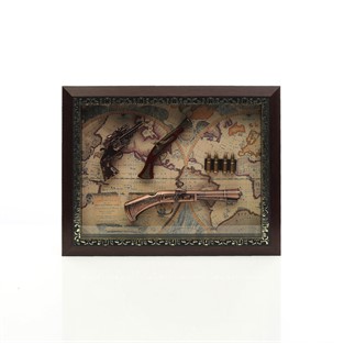 Vitale Western İkili Silah Haritalı Ahşap Tablo AK.EVD00208