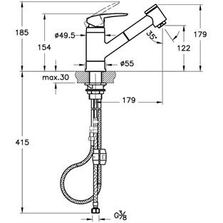 Artema Harmony Pull Out Eviye Bataryası Krom A41864