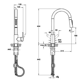 Artema Maestro Pull Down Eviye Bataryası Krom A42145