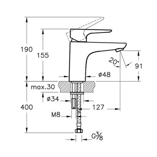 Artema X-Line Lavabo Bataryası Altın A4232123