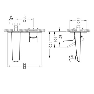 Artema X-Line Duvardan Ankastre Lavabo Bataryası Altın A4239923