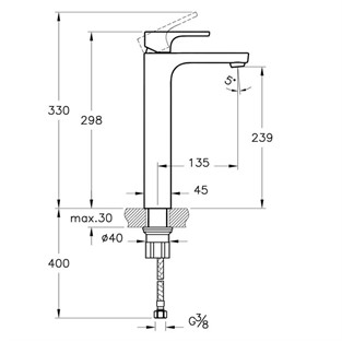 Artema Sento Lavabo Bataryası Üstten Yüksek A42514