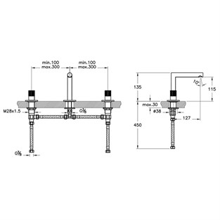 Vitra Origin Ankastre Lavabo Bataryası Bakır A4258326