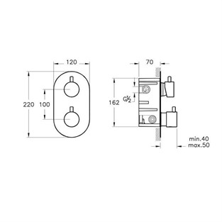 Artema AquaHeat Ankastre Termostatık Duş Bataryası 180° Kumanda A47024