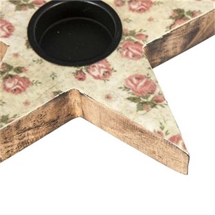 Vitale Şiva Çiçek Desenli Yıldız T-Light Krem 17x4 cm AK.FQ0011-K