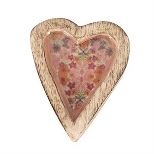 Vitale Şiva Çiçek Desenli Pembe Dekoratif Kalp Küçük Boy AK.FQ0014-P
