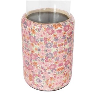 Vitale Şiva Çiçek Desenli Pembe Mumluk 12x18 cm AK.FQ0015-P