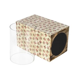 Vitale Şiva Çiçek Desenli Krem Mumluk 18x31 cm AK.FQ0024-K