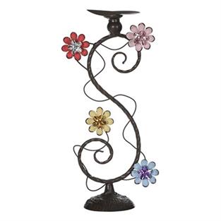 Vitale Saga Çiçekli Metal Mumluk 11x40 cm AK.GA0022