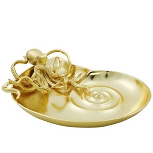 Vitale Ahtapot Gold Metal Kase 40x30 cm AK.HY0008