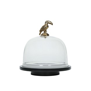 Vitale Granit Cam Kuşlu Kek Fanusu 32*32 cm AK.JA0236