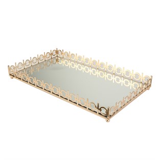 Vitale Aynalı Gold Söz Tepsisi 56*33*6 cm