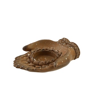 Vitale Hand Tealight Mumluk Kahverengi 14*10*2,5 CM