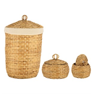 Vitale 3'lü Kapaklı Hasır Sepet Takımı AK.JJ0018