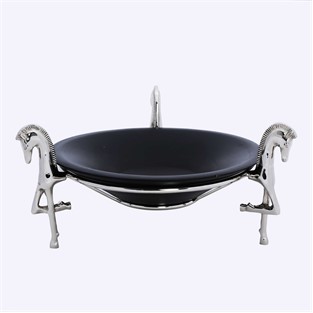Vitale Metal Ahşap Atlı Tabak 28*28*15 cm
