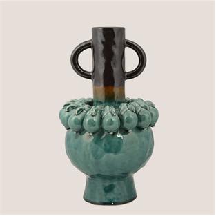 Vitale Seramik Yeşil Tavşanlı Kulplu Vazo 23*23*43