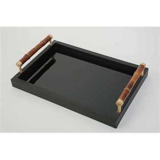 Vitale Joy Bambu Saplı Siyah Tepsi 25*38*3 cm AK.KV0116