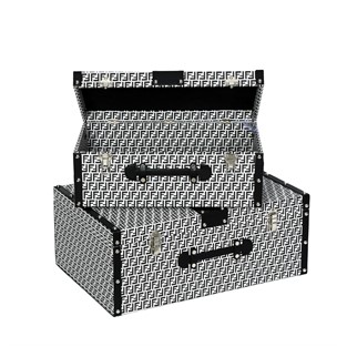 Vitale FF Siyah Beyaz Ahşap Sandık Seti AK.WLT0422-SFN