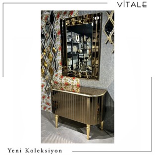 Vitale Gold Aynalı Dresuar 115*40 cm