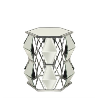 Vitale Geo Aynalı Yan Sehpa Silver 60 cm AK.WLT0468