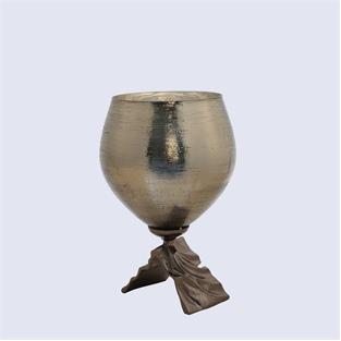 Vitale Sepıa Cam Metal vazo 28*28 cm