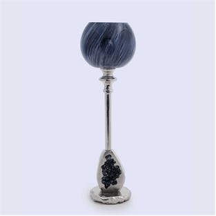 Vitale Swırl Cam Metal Şamdan 11*11 cm